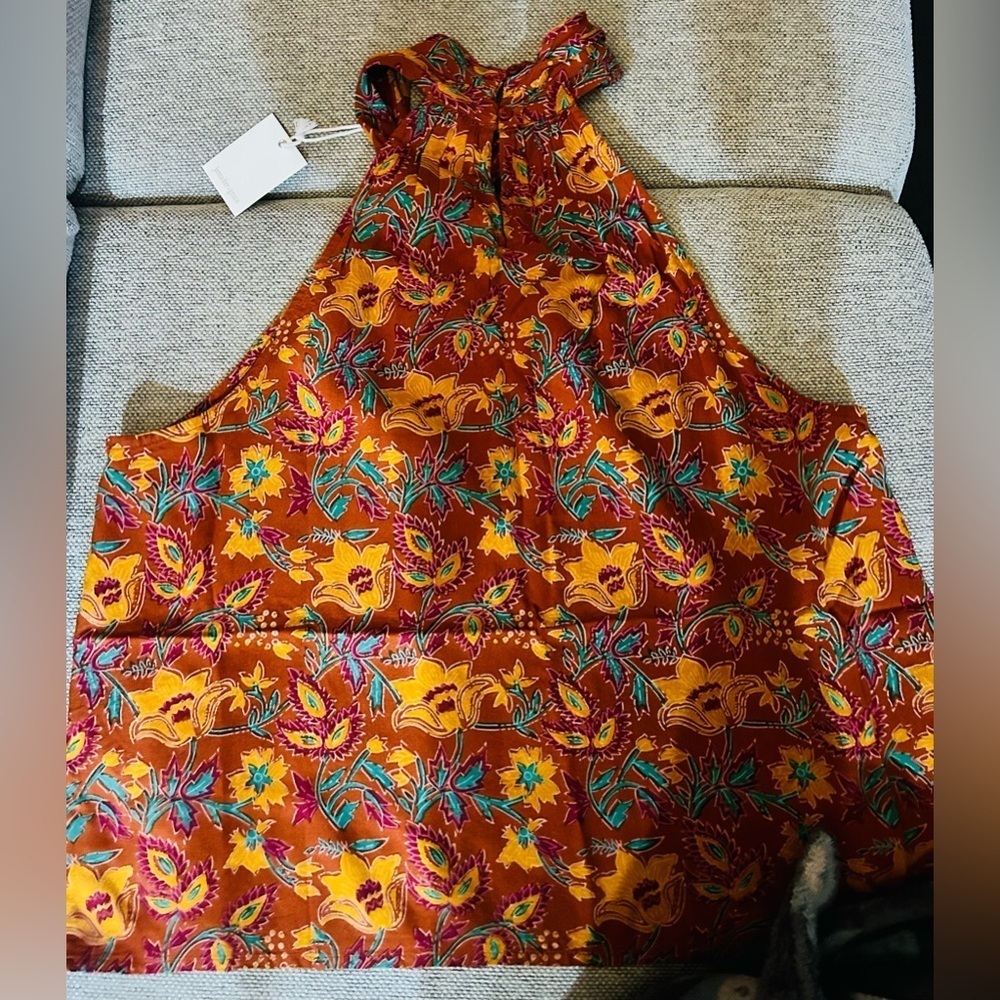 NWT Jennifer & Grace SZ L oversized brown/green/multicolored halter top/Bust 44 - Picture 4 of 4